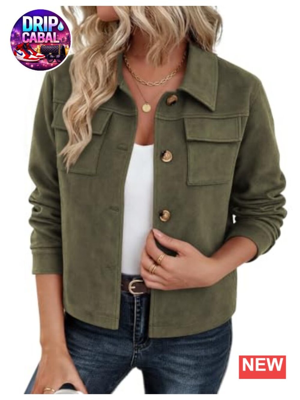Faux Suede Cropped Jacket Button Up Shacket Loose Fit Fall Casual Coat